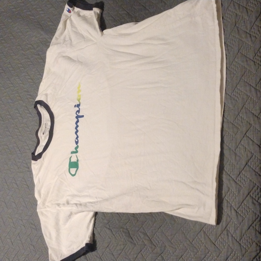 Champion White Tee with Multicolor Logo - Picture 1 of 5